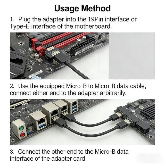 Alt view image 4 of 7 - PH7831G 19 Pin to 19Pin / Type-E Motherboard Internal Header Hub Expansion Adapter 5 Gbps Front Panel USB A and USB C Extension with SATA Power Compact Design (PH7831G)