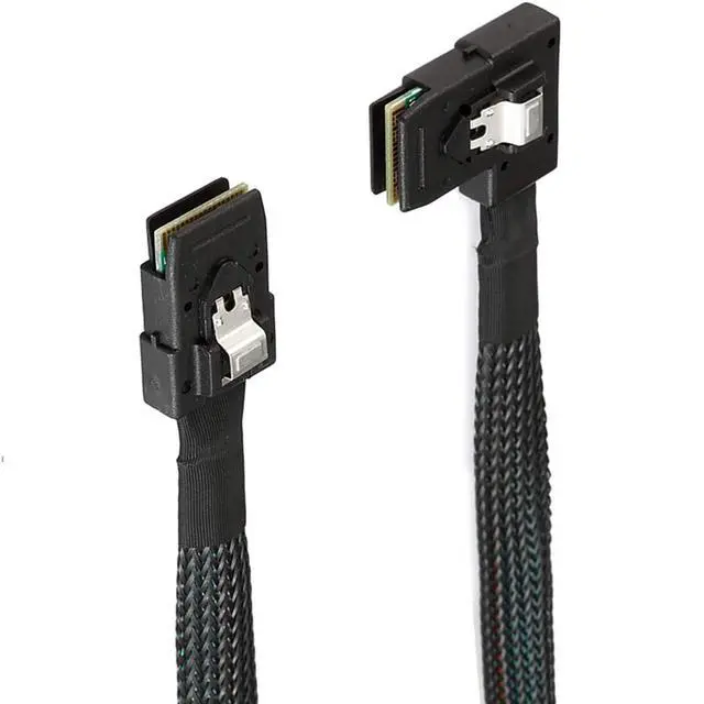 Alt view image 2 of 5 - Mini SAS 8087 Straight to SAS SFF-8087 Left-Angle Cable 12G High-Speed Internal Server Interconnect (0.5M)