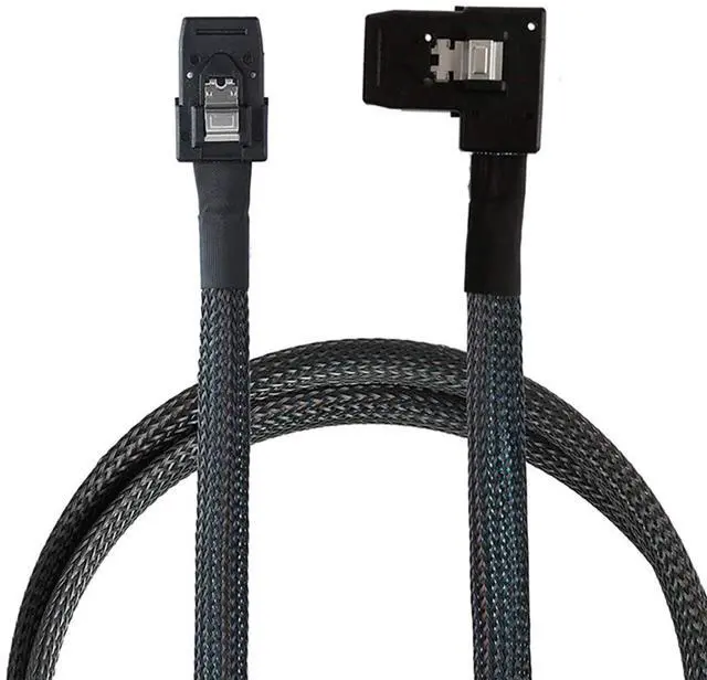 Alt view image 3 of 5 - Mini SAS 8087 Straight to SAS SFF-8087 Left-Angle Cable 12G High-Speed Internal Server Interconnect (0.5M)