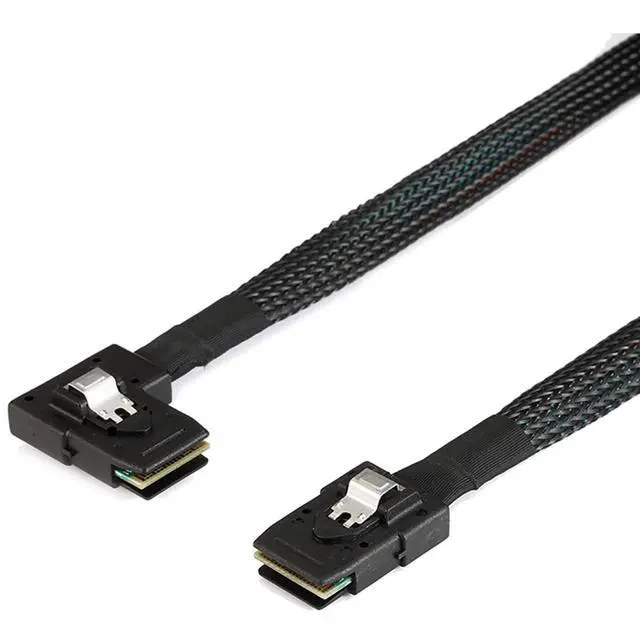 Alt view image 5 of 5 - Mini SAS 8087 Straight to SAS SFF-8087 Left-Angle Cable 12G High-Speed Internal Server Interconnect (0.5M)
