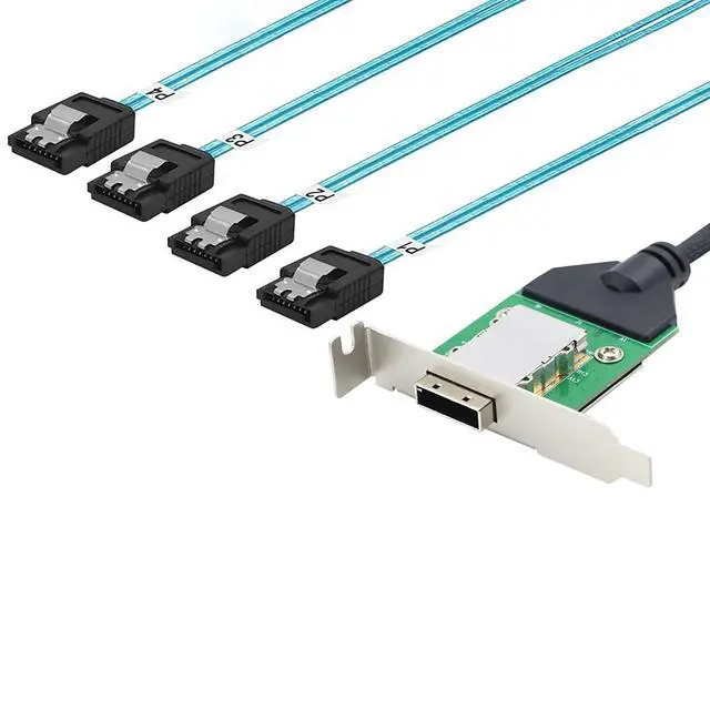 Alt view image 3 of 6 - Mini SAS HD SFF-8088 26Pin Female to 4X SATA 7Pin 180° Cable, 0.5m/19.6in 12Gbps High-Speed Server Data Cable