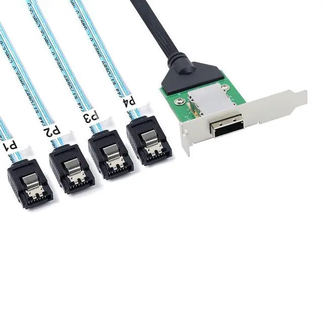 Alt view image 4 of 6 - Mini SAS HD SFF-8088 26Pin Female to 4X SATA 7Pin 180° Cable, 0.5m/19.6in 12Gbps High-Speed Server Data Cable