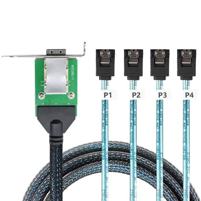 Alt view image 6 of 6 - Mini SAS HD SFF-8088 26Pin Female to 4X SATA 7Pin 180° Cable, 0.5m/19.6in 12Gbps High-Speed Server Data Cable