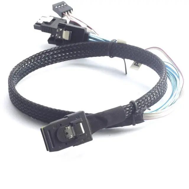 Alt view image 3 of 6 - Mini SAS 8087 to 4* SATA Internal Server Cable with Sideband 12Gbps High Speed 30AWG Copper Data Transfer Cord, 10 Ohm Impedance (1M)