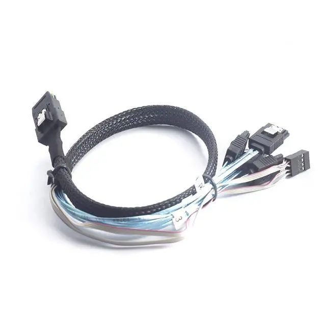 Alt view image 2 of 6 - Mini SAS 8087 to 4* SATA Internal Server Cable with Sideband 12Gbps High Speed 30AWG Copper Data Transfer Cord, 10 Ohm Impedance (1M)