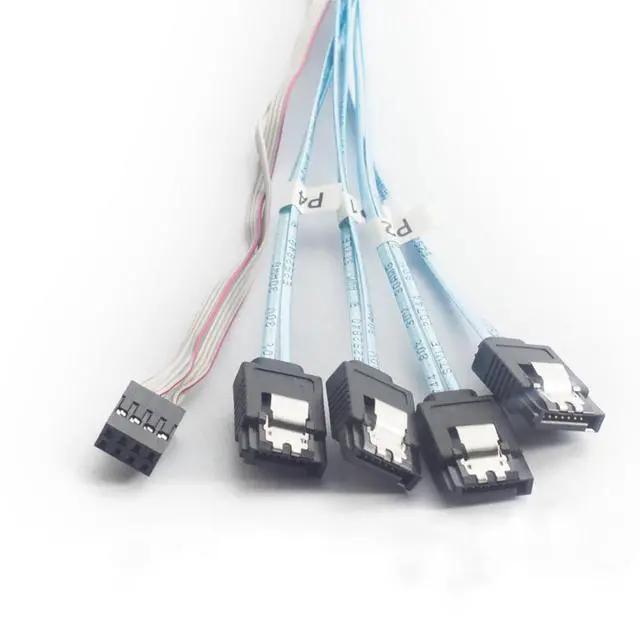 Alt view image 5 of 6 - Mini SAS 8087 to 4* SATA Internal Server Cable with Sideband 12Gbps High Speed 30AWG Copper Data Transfer Cord, 10 Ohm Impedance (1M)