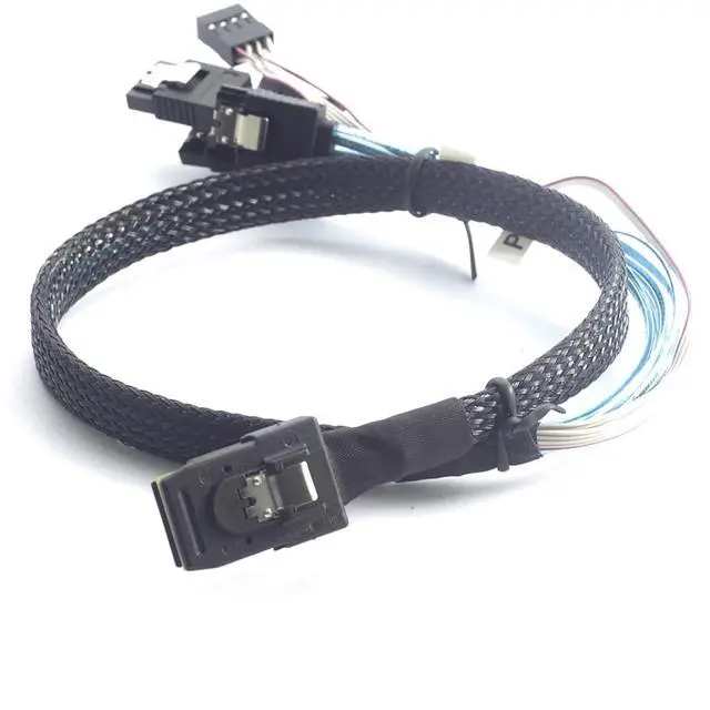 Alt view image 6 of 6 - Mini SAS 8087 to 4* SATA Internal Server Cable with Sideband 12Gbps High Speed 30AWG Copper Data Transfer Cord, 10 Ohm Impedance (1M)