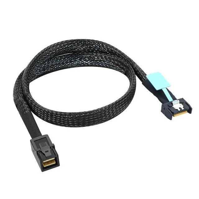 Alt view image 3 of 6 - Gen5 MCIO Slimline SFF-8654 4i to HD SFF-8643 Server Data Cable 12Gbps High Speed 85 Ohm Black Flat Connector (0.8M)