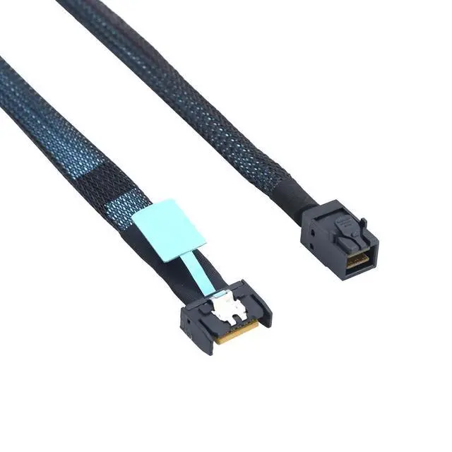 Alt view image 5 of 6 - Gen5 MCIO Slimline SFF-8654 4i to HD SFF-8643 Server Data Cable 12Gbps High Speed 85 Ohm Black Flat Connector (0.8M)