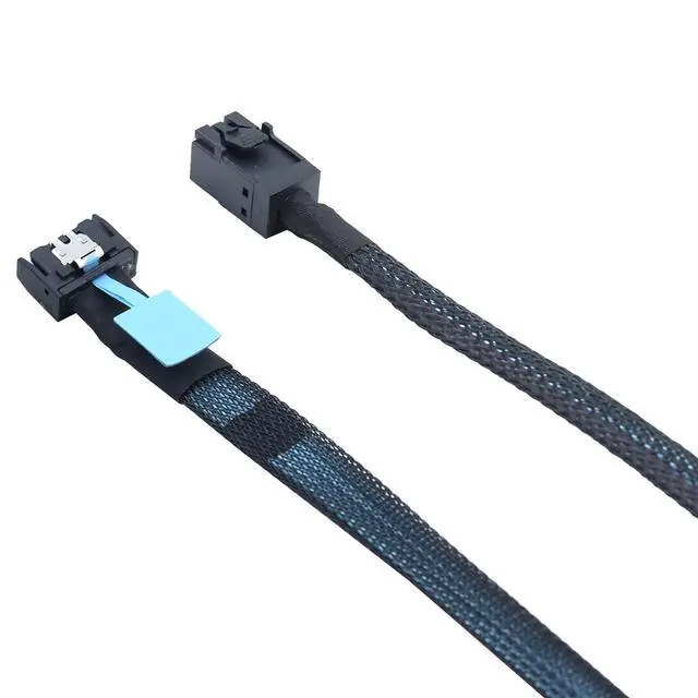 Alt view image 6 of 6 - Gen5 MCIO Slimline SFF-8654 4i to HD SFF-8643 Server Data Cable 12Gbps High Speed 85 Ohm Black Flat Connector (0.8M)
