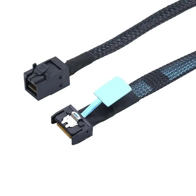Alt view image 4 of 6 - Gen5 MCIO Slimline SFF-8654 4i to HD SFF-8643 Server Data Cable 12Gbps High Speed 85 Ohm Black Flat Connector (0.8M)