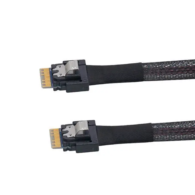 Alt view image 2 of 5 - Slimline SAS SFF-8654 4i 38P to SFF-8654 4i Server Cable 12Gbps High-Speed 10 Ohm Flat-to-Flat Internal Connection Cable (0.8M)