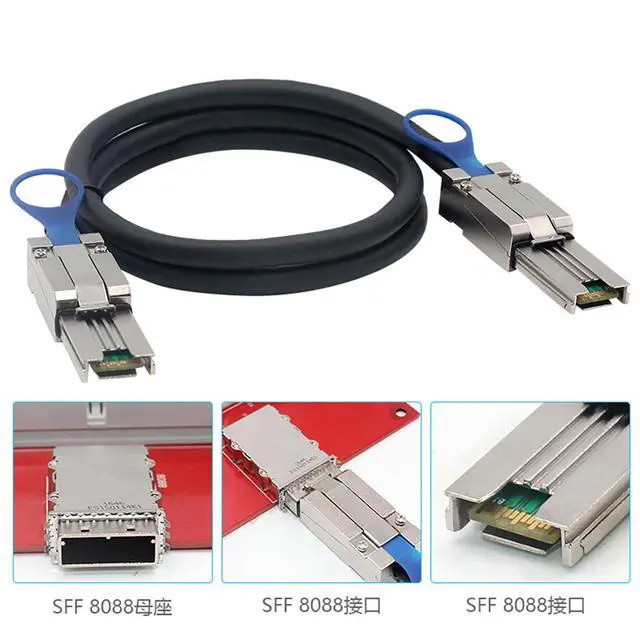Alt view image 5 of 6 - Mini SAS HD SFF 8088 26P to SAS HD 8088 Stacking Server Cable 6Gbps High Speed 28AWG Copper Data Transfer Cord, 10 Ohm Impedance (1M)