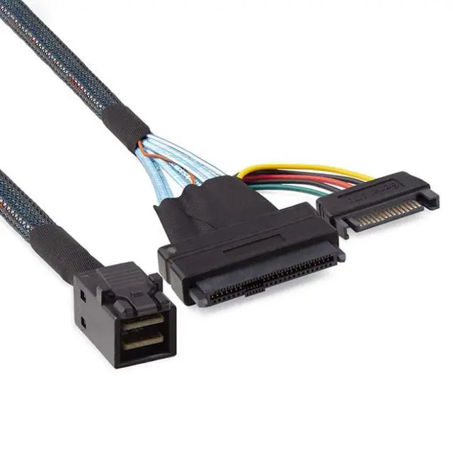 Alt view image 3 of 5 - Mini SAS HD SFF-8643 to SAS SFF-8639 Server Cable 12G with SATA 15P Y-Type Connection Cable (39.37, Inches)