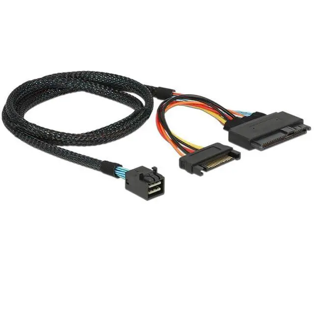 Alt view image 5 of 5 - Mini SAS HD SFF-8643 to SAS SFF-8639 Server Cable 12G with SATA 15P Y-Type Connection Cable (39.37, Inches)