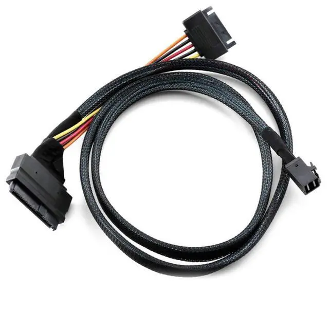 Alt view image 4 of 5 - Mini SAS HD SFF-8643 to SAS SFF-8639 Server Cable 12G with SATA 15P Y-Type Connection Cable (39.37, Inches)