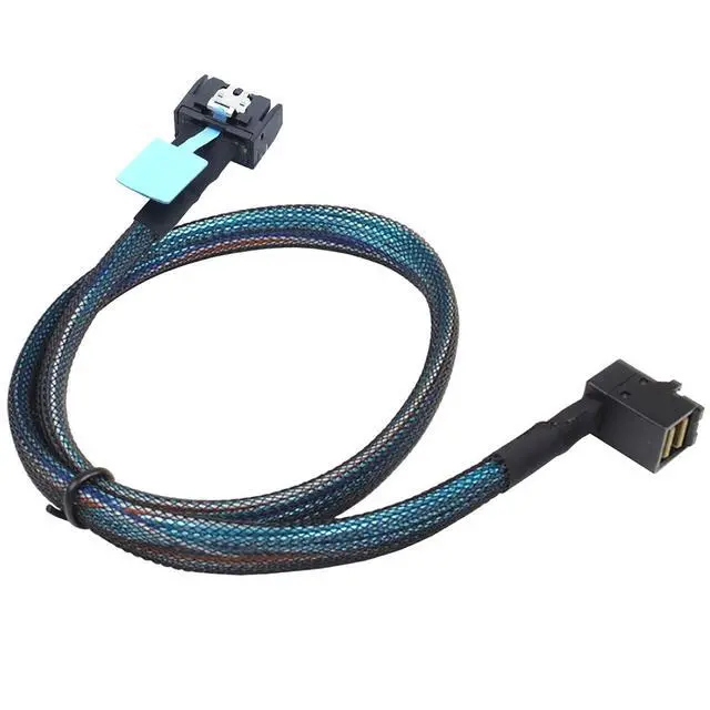 Alt view image 2 of 6 - Gen5 MCIO Slimline SFF-8654 4i to HD SFF-8643 90-Degree Cable 12G High-Speed Server Interconnect (0.8M)