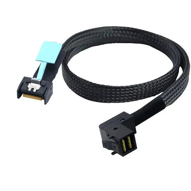 Alt view image 3 of 6 - Gen5 MCIO Slimline SFF-8654 4i to HD SFF-8643 90-Degree Cable 12G High-Speed Server Interconnect (0.8M)
