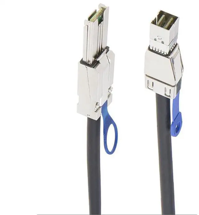 Alt view image 2 of 5 - Mini SAS HD SFF-8088 26 Pin to SAS HD SFF-8644 Server Stacking Cable 6Gbps High Speed 28AWG Data Cable, Black Flat Connector (1M)