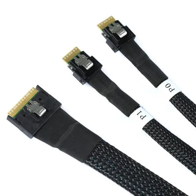 Alt view image 4 of 6 - Slimline SAS SFF 8654 8i to Dual SFF 8654 4i Server Cable with Anti-Misplug Design 12Gbps High Speed 32AWG Data Transfer Cord, 10 Ohm Impedance (0.5M)