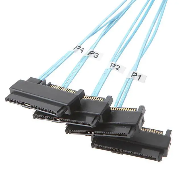 Alt view image 6 of 6 - Mini SAS SFF-8087 to 4X SFF-8482 SAS 29+15Pin Cable 12Gbps High-Speed Data Transfer for Server Motherboard RAID Hard Drive (1m/39.37in)