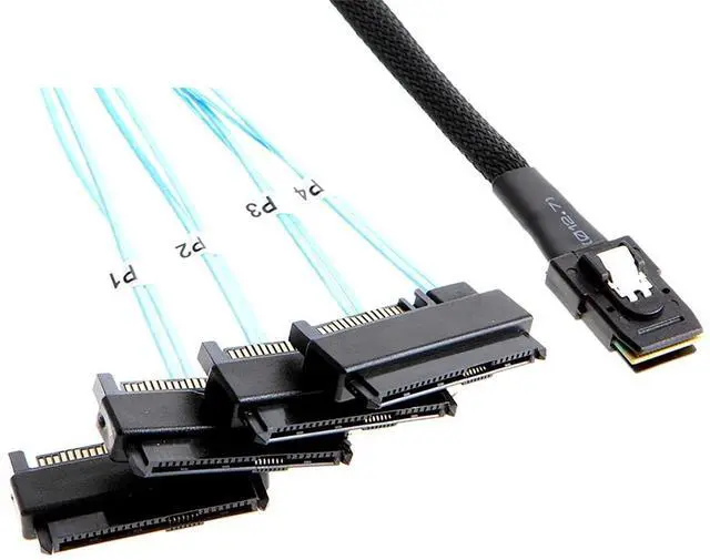 Main image of Mini SAS SFF-8087 to 4X SFF-8482 SAS 29+15Pin Cable 12Gbps High-Speed Data Transfer for Server Motherboard RAID Hard Drive (1m/39.37in)