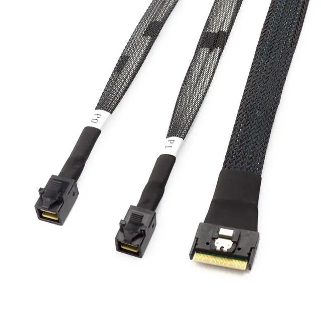 Alt view image 3 of 6 - Mini SlimSAS SFF-8654 8i 4.0 to Dual SAS HD 8643 Cable 32AWG 24G High-Speed Anti-Misdirection Server Interconnect (0.8M)