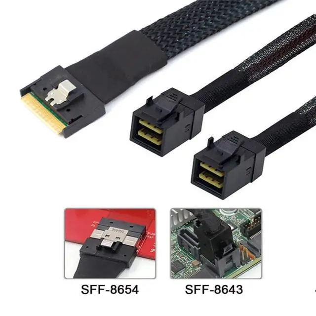 Alt view image 2 of 6 - Mini SlimSAS SFF-8654 8i 4.0 to Dual SAS HD 8643 Cable 32AWG 24G High-Speed Anti-Misdirection Server Interconnect (0.8M)