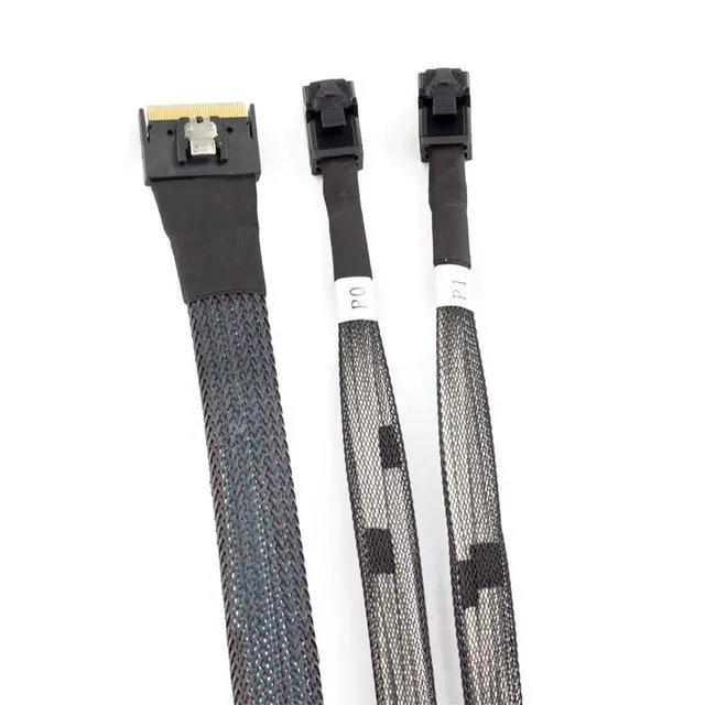 Alt view image 6 of 6 - Mini SlimSAS SFF-8654 8i 4.0 to Dual SAS HD 8643 Cable 32AWG 24G High-Speed Anti-Misdirection Server Interconnect (0.8M)