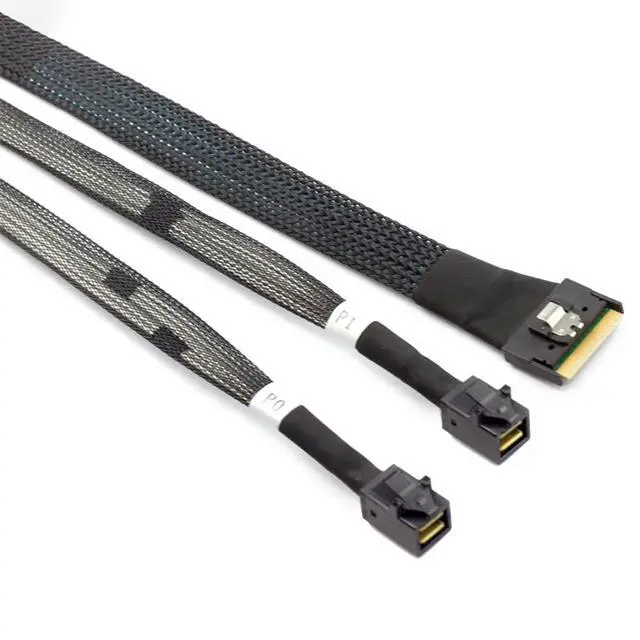 Alt view image 5 of 6 - Mini SlimSAS SFF-8654 8i 4.0 to Dual SAS HD 8643 Cable 32AWG 24G High-Speed Anti-Misdirection Server Interconnect (0.8M)