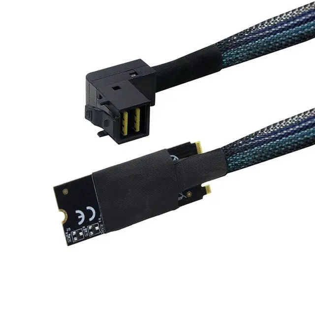 Alt view image 6 of 6 - Compatible with M.2 (M-Key) to SFF-8643 SAS HD 90-Degree Cable, 12G High-Speed Server Harness, 30AWG Copper, Plug & Play (0.5M/19.68in)