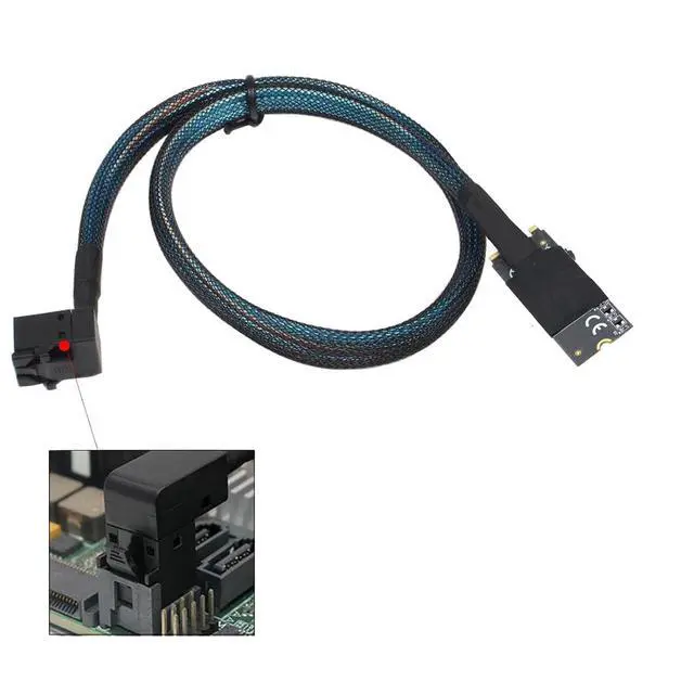 Alt view image 3 of 6 - Compatible with M.2 (M-Key) to SFF-8643 SAS HD 90-Degree Cable, 12G High-Speed Server Harness, 30AWG Copper, Plug & Play (0.5M/19.68in)
