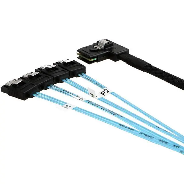 Alt view image 4 of 5 - Mini SAS 8087 Left Angle to 4* SATA Straight Female Internal Server Cable 30AWG High Speed Data Transfer Cord, 10 Ohm Impedance (0.5M)