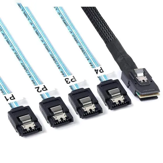 Main image of Mini SAS 8087 to 4* SATA 7 Pin Female Internal Server Cable 30AWG High Speed Data Transfer Cord with 10 Ohm Impedance (0.5M)