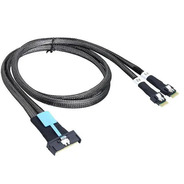 Alt view image 6 of 6 - Gen5 MCIO 8X Slimline SAS 8i to Dual SFF 8654 4i Server Cable 24Gbps High Speed Data Transfer Cord, 85 Ohm Impedance (0.5M)