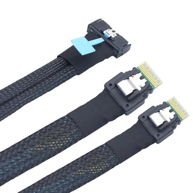 Alt view image 5 of 6 - Gen5 MCIO 8X Slimline SAS 8i to Dual SFF 8654 4i Server Cable 24Gbps High Speed Data Transfer Cord, 85 Ohm Impedance (0.5M)