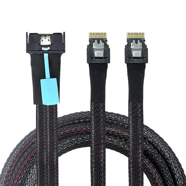 Alt view image 3 of 6 - Gen5 MCIO 8X Slimline SAS 8i to Dual SFF 8654 4i Server Cable 24Gbps High Speed Data Transfer Cord, 85 Ohm Impedance (0.5M)