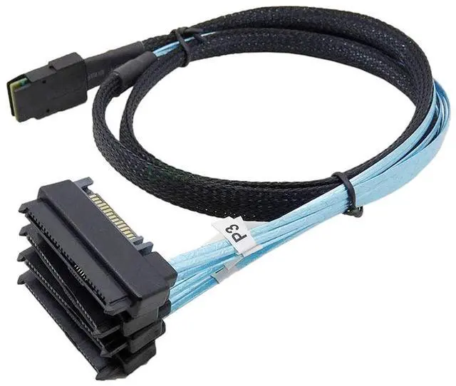 Main image of Internal 36 Pin Mini SAS SFF-8087 Host to 4 SFF-8482 Target SAS Hard Disk and SATA Power Cable 50cm