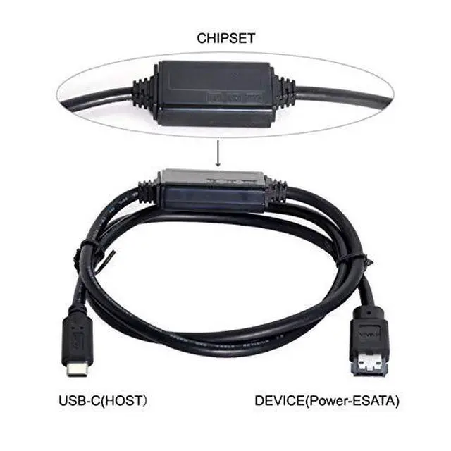 Alt view image 2 of 7 - USB-C Type-C to Power Over eSATA DC5V Adapter USB3.0 to HDD/SSD/ODD eSATAp Converter Cable