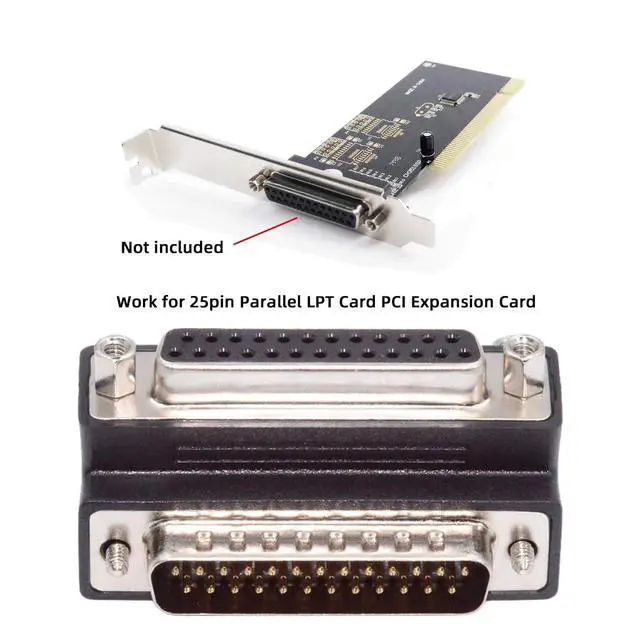 Alt view image 7 of 7 - DB25pin DSUB Parallel LPT AES/EBU DB Connector 90 Degree Down Angled Male Nut to Female Screw Extension Adapter