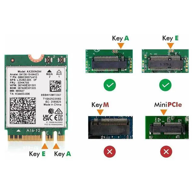 Alt view image 4 of 7 - WiFi 6 AX200 Wireless Card with Bluetooth 5.2, AX3000Mbps for Intel AX200NGW M.2 2230/NGFF Key A+E Module, Compatible with Laptop PC Windows 10/11 64-bit, MU-MIMO, OFDMA, WPA3