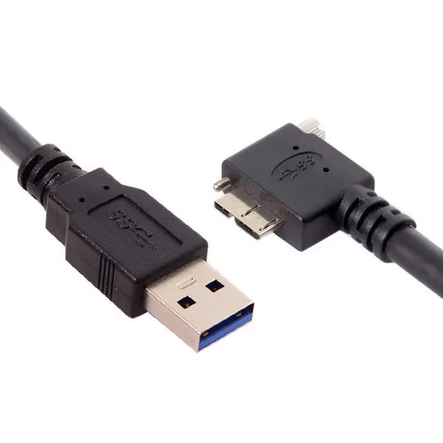 Alt view image 5 of 7 - 3m 90 Degree Left Angled Micro USB Screw Mount to 3.0 Data Cable for Industrial Camera