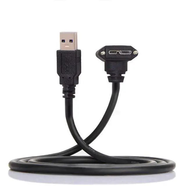 Alt view image 3 of 7 - 3m 90 Degree Right Angled Micro USB Screw Mount to USB 3.0 Data Cable for Point Grey Chameleon Camera