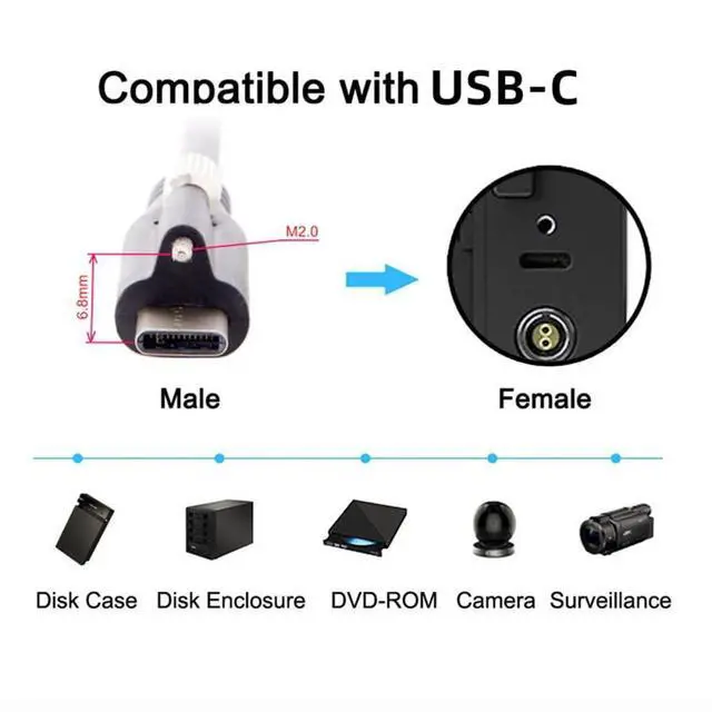 Alt view image 5 of 7 - Locking USB 3.1 Type-C to Locking USB-C 10Gbps Data Power Cable for Camera with Single Panel Mount Screw Connector 3M