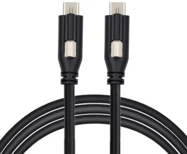 Main image of Locking USB 3.1 Type-C to Locking USB-C 10Gbps Data Power Cable for Camera with Single Panel Mount Screw Connector 3M