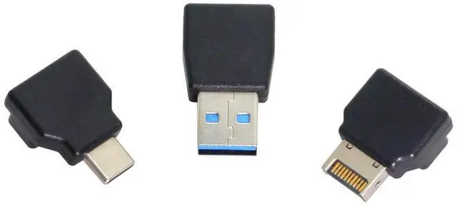 Main image of 3pcs USB 3.1 Front Panel Header Female Type-E to Male Type-A & Type-C USB-C Motherboard Extension Data Angled Adapter