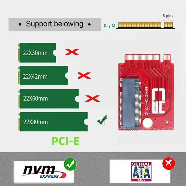 Alt view image 3 of 7 - M-Key 22x30mm NVME Extension SSD to NGFF 22x80mm Upgrade Adapter Compatible with ROG Ally Gaming