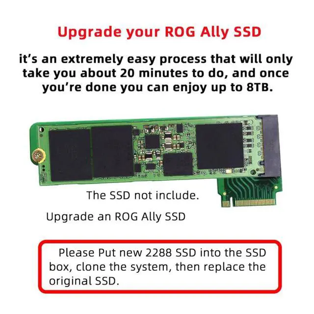 Alt view image 5 of 7 - M-Key 22x30mm NVME to 22x80mm Extension Angled SSD Upgrade Adapter Compatible with ROG Ally Gaming