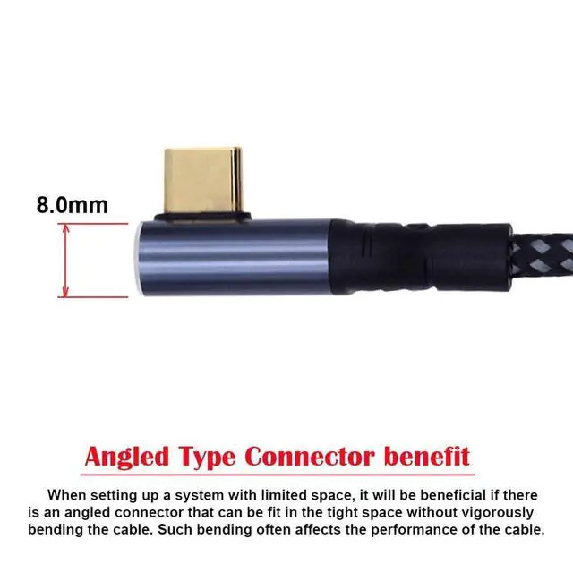 Alt view image 2 of 7 - USB-C 240W 480Mbps 48V 5A Type-C Cable Compatible with USB2.0 100W Charging Low Profile Angled 90 Degree for Laptop Tablet 200cm