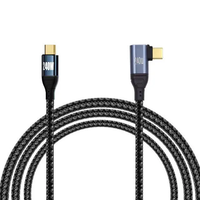 Alt view image 7 of 7 - USB-C 240W 480Mbps 48V 5A Type-C Cable Compatible with USB2.0 100W Charging Left Right Angled 90 Degree for Laptop Tablet 300cm